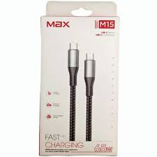 کابل شارژ MAX با طراحی مقاوم و بستهبندی شیک برای استفاده راحت و ایمن.