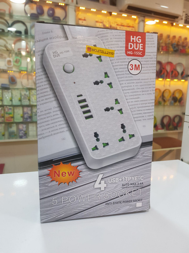 شارژر ۵ پورت و سه راهی ۵ پورت برند HG DUE مدل HG-155C