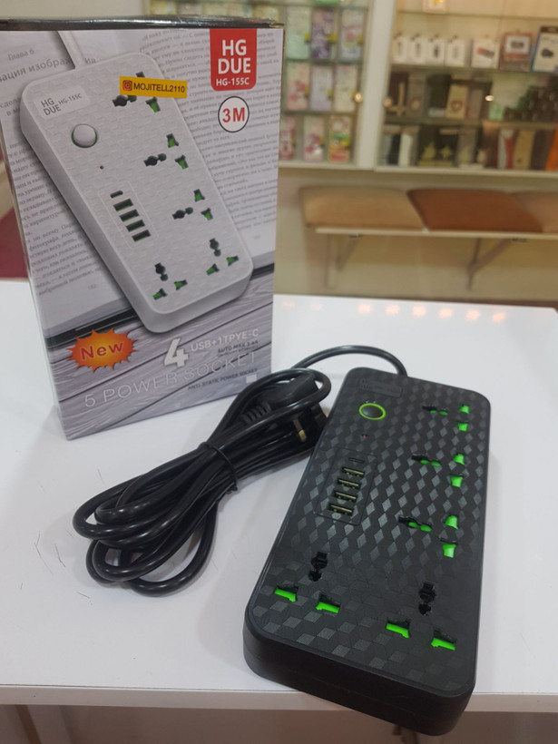 شارژر ۵ پورت و سه راهی ۵ پورت برند HG DUE مدل HG-155C