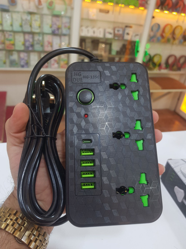 شارژر ۵ پورت و سه راهی ۳ پورت برند HG DUE مدل HG-135C