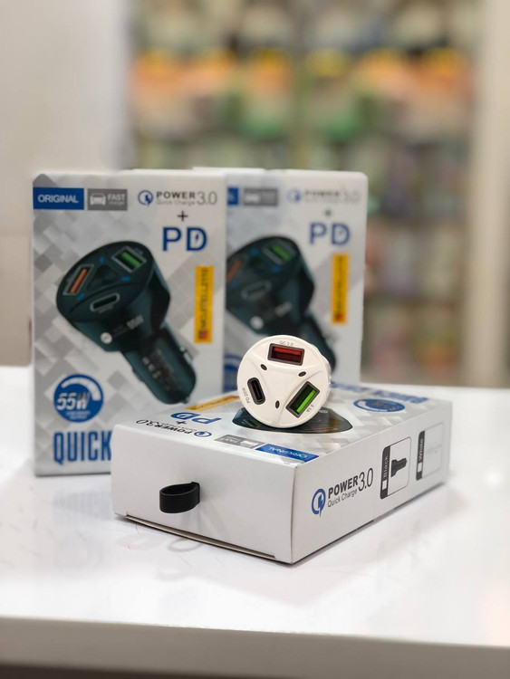 شارژر فندکی با پورتهای USB-C، USB-MICRO و PD 20W برای شارژ همزمان 3 دستگاه