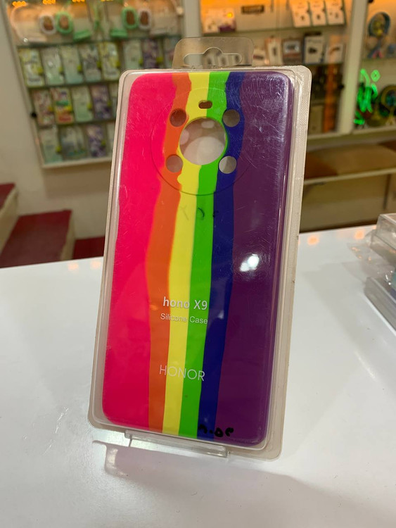 قاب سیلیکونی هانور X9 در رنگبندی متنوع مشکی، آبی، صورتی و طرح رنگینکمانی
