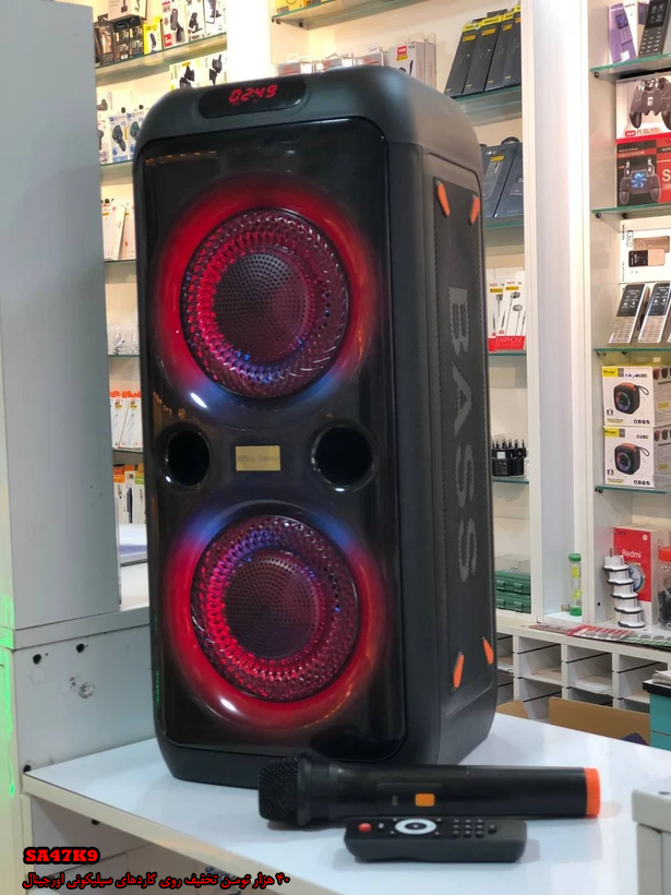 اسپیکر رویال ساند مدل RS-D30 با دو بلندگوی LED و میکروفون بیسیم