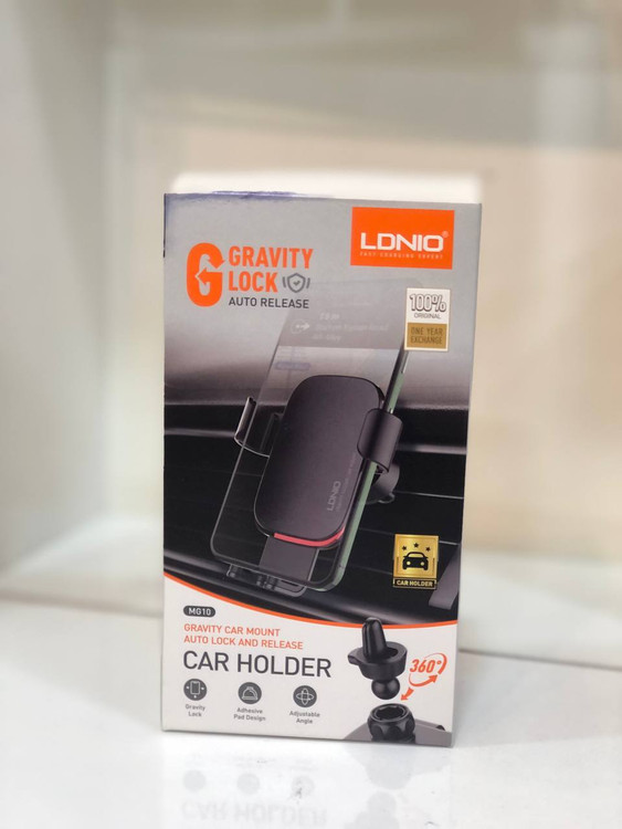 جعبه و بستهبندی هولدر موبایل LDNIO MG10 مدل Gravity Lock مناسب نصب روی دریچه کولر