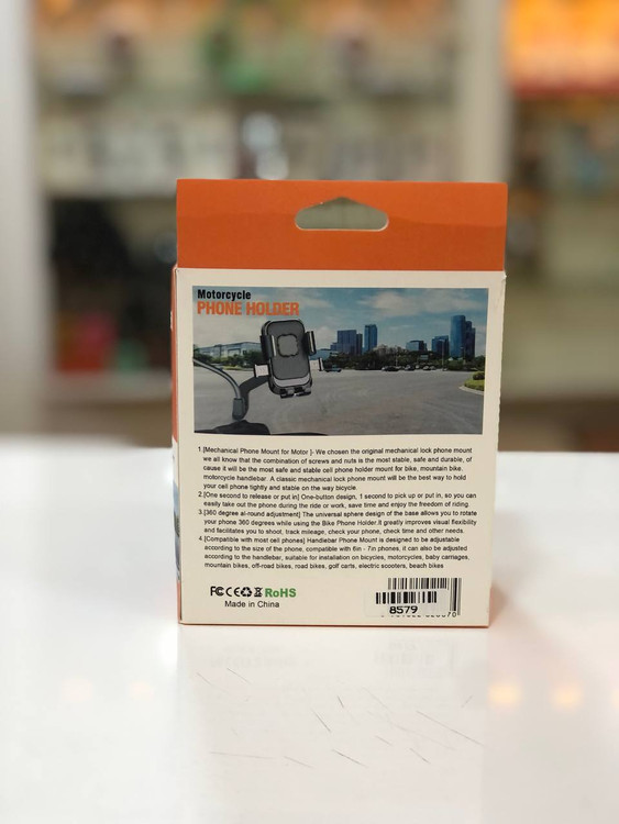 پشت جعبه هولدر گوشی CZ044-7 با توضیحات نصب و ویژگیهای نگهدارنده موبایل موتور و دوچرخه