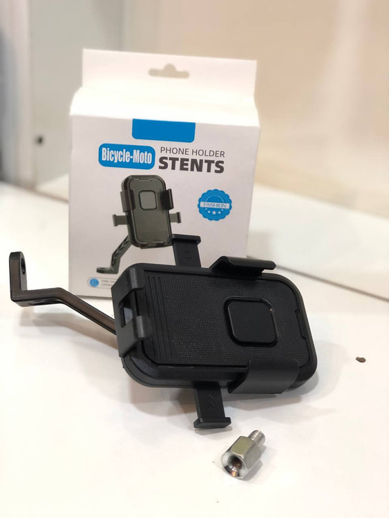 هولدر گوشی موتور و دوچرخه N7 با مکانیزم گریویتی و گیره فرمان، طراحی مشکی مات و ایمن