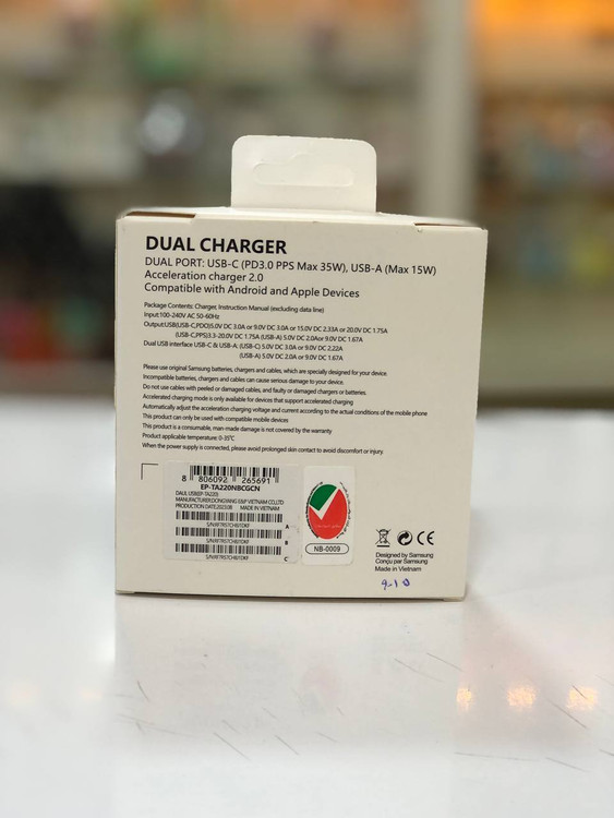 کلگی شارژر سامسونگ 35W با پورت USB و Type-C پشتیبانی از Super Fast Charging