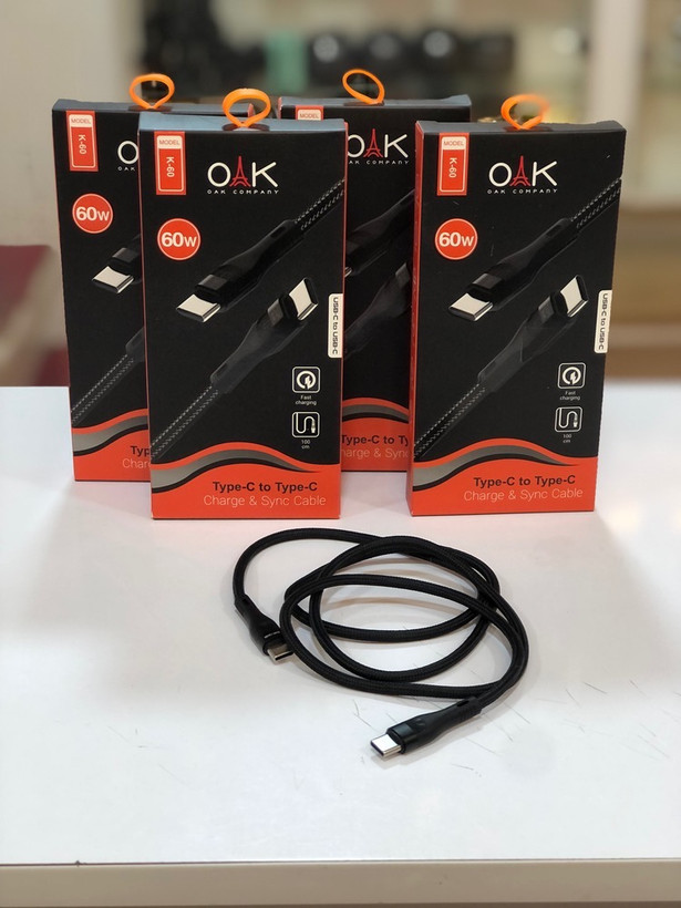 کابل دو سر تایپ سی OAK K-60 سوپر فست 60 وات