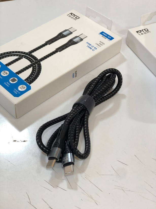کابل دو سر Type-C برند Pro team مدل Pro-101 | سوپر فست شارژ با روکش کنفی