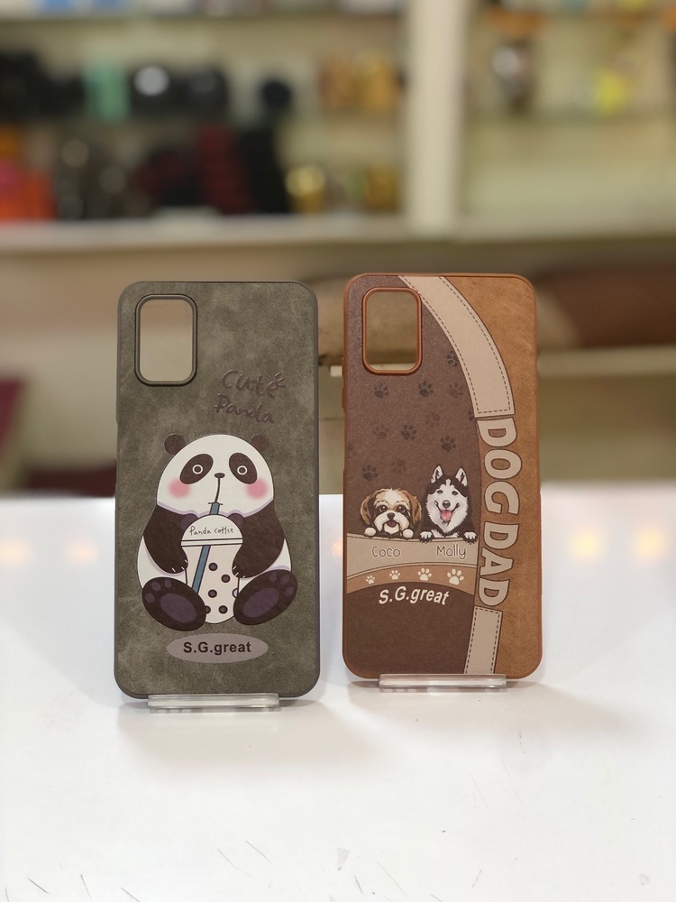 قاب چرمی فانتزی Poco M3 طرح پاندا و طرح سگ با رویه مات